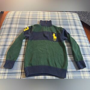 Polo Ralph Lauren Stripe Knit Quarter Zip Sweater Medium